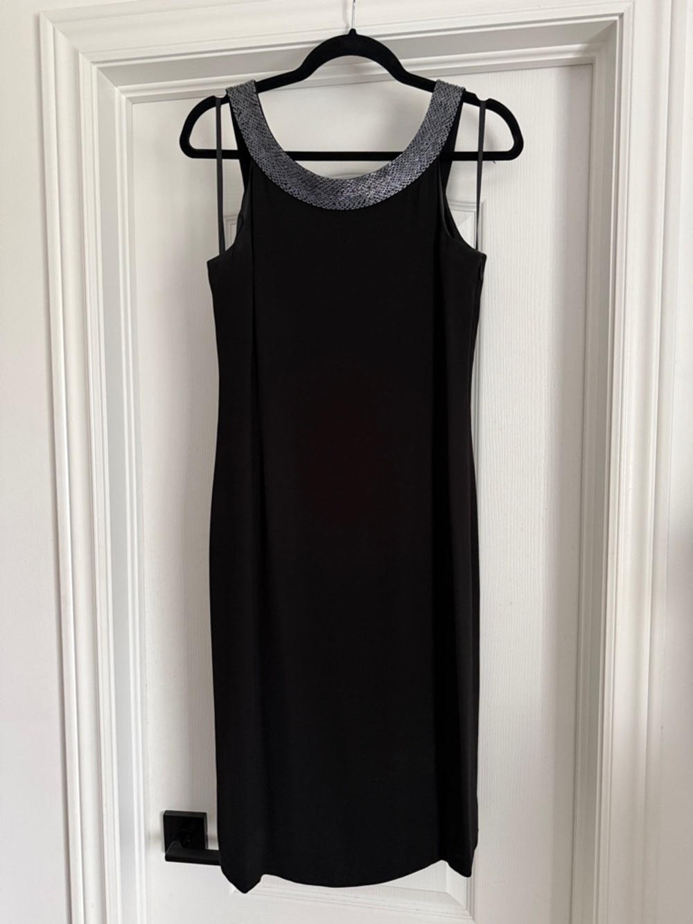 Ralph Lauren Black Midi Dress with Silver Beaded Neckline